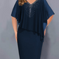✨Rochie din sifon cu decolteu ascuțit cu inserții de pietre prețioase