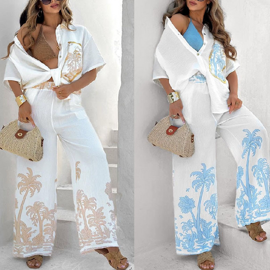 ✨💖Set cămașă și pantaloni pentru femei, de tip Causal Flowy