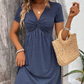 【S-2XL】👗Rochie cu mâneci scurte, cu decolteu în V, pentru femei🔥