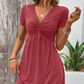 【S-2XL】👗Rochie cu mâneci scurte, cu decolteu în V, pentru femei🔥