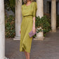【S-4XL】👗Rochie de culoare solidă cu talie înaltă