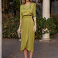 【S-4XL】👗Rochie de culoare solidă cu talie înaltă