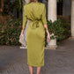 【S-4XL】👗Rochie de culoare solidă cu talie înaltă