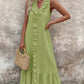 Femeii Casual V-Neck fără mâneci Ruffled Maxi Dress