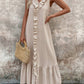 Femeii Casual V-Neck fără mâneci Ruffled Maxi Dress