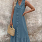 Femeii Casual V-Neck fără mâneci Ruffled Maxi Dress