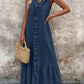 Femeii Casual V-Neck fără mâneci Ruffled Maxi Dress