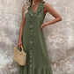 Femeii Casual V-Neck fără mâneci Ruffled Maxi Dress