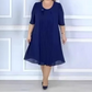 👗 Rochie plisată cu mânecă scurtă și gât rotund