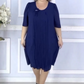 👗 Rochie plisată cu mânecă scurtă și gât rotund