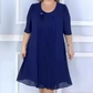 👗 Rochie plisată cu mânecă scurtă și gât rotund