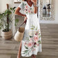 👗 Rochie cu imprimeu floral la gât, cu tiv tăiat lateral