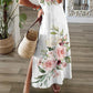👗 Rochie cu imprimeu floral la gât, cu tiv tăiat lateral