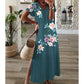 👗 Rochie cu imprimeu floral la gât, cu tiv tăiat lateral