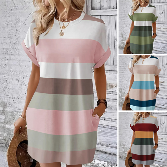 Rochie casual de damă cu decolteu rotund