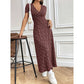 Rochie maxi casual cu decolteu V cu model floral pentru femei