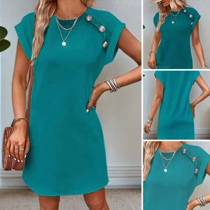 Culoare solidă rotund decolteu Slimming A-line rochie