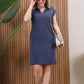 Rochie casual cu rever de culoare solidă pentru femei