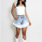 Dantelă de vară pentru femei cu panou A-Line Denim Shorts