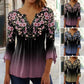 🌹Colier roz gratuit 🌹Elegant floral print V-neck top pentru femei