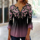 🌹Colier roz gratuit 🌹Elegant floral print V-neck top pentru femei