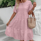 Rochie de culoare solidă cu decolteu rotund și decupaj floral