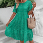 Rochie de culoare solidă cu decolteu rotund și decupaj floral