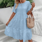 Rochie de culoare solidă cu decolteu rotund și decupaj floral