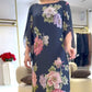 Rochie lungă elegantă cu guler rotund și imprimeu pentru femei