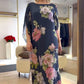 Rochie lungă elegantă cu guler rotund și imprimeu pentru femei