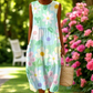 Rochie midi fără mâneci cu imprimeu proaspăt