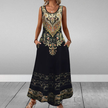 【S-4XL】✨Rochie elegantă imprimată fără mâneci