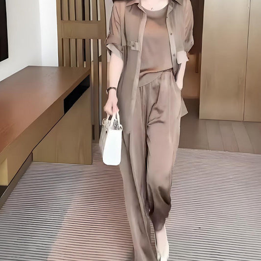 Set de 3 piese pentru femei: cămașă, vestă și pantaloni