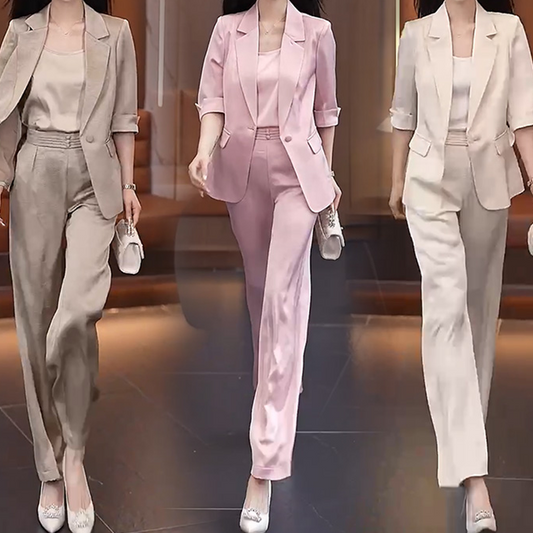 Set elegant din 3 piese, cu talie înaltă, pentru siluetă subțire