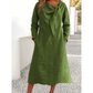 👗Rochie într-o singură culoare, cu mâneci lungi și decolteu rotund