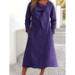 👗Rochie într-o singură culoare, cu mâneci lungi și decolteu rotund