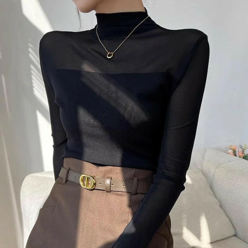 💃Last Day Sales -50% OFF🎉Women's Sparkle Mesh Sheer Long Sleeve Ruched Top
