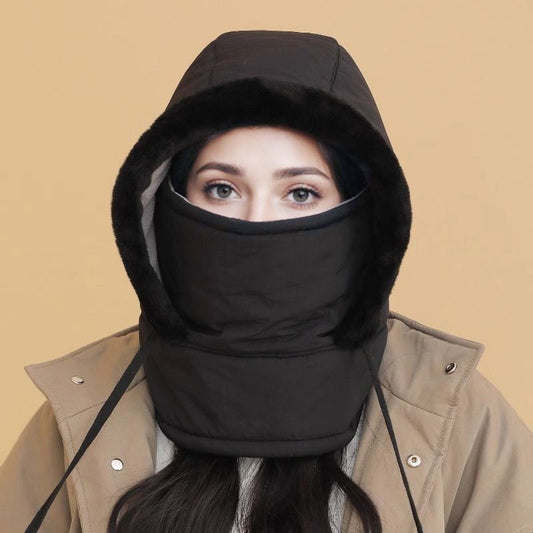 Căciulă termică unisex, groasă, cu căptușeală din fleece și mască atașată