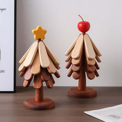 🌳 Suport pentru vase din lemn în formă de copac – stea sau măr, lemn natural – protecție împotriva căldurii, obiect decorativ elegant