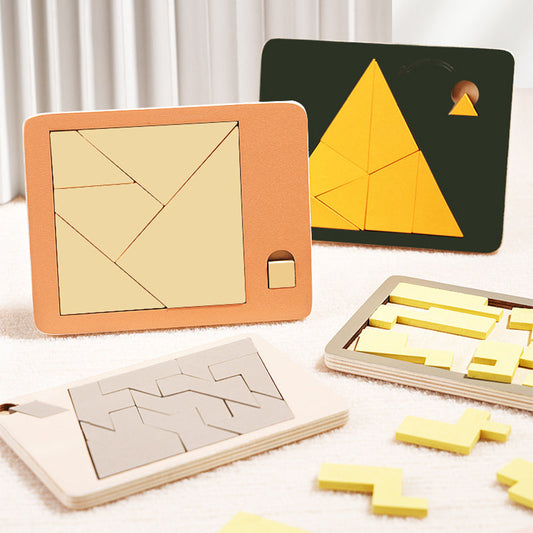 Joc puzzle din lemn Tangram