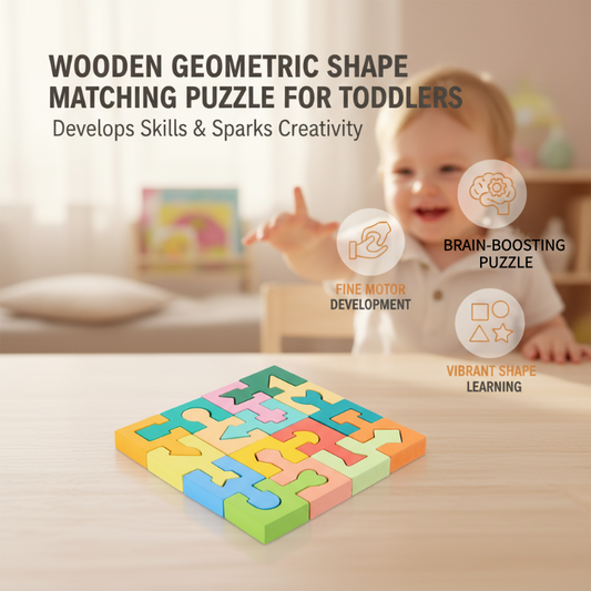 Puzzle de potrivire a formelor geometrice din lemn pentru copii mici