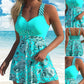 ⏳ 👙Costum de baie tankini separabil cu top cu bretele la gât și pantaloni scurți, modelator