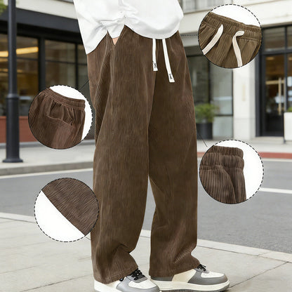 Men's Loose-Fit Drawstring Pants with Pockets