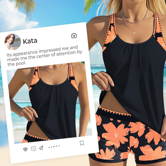 🌴 Costum de baie din două piese pentru femei, cu imprimeu