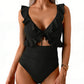 👙Partenerul ideal pentru vară și plajă😻 Costum de baie întreg pentru femei, cu volane și decolteu în V 🏖️