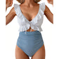 👙Partenerul ideal pentru vară și plajă😻 Costum de baie întreg pentru femei, cu volane și decolteu în V 🏖️