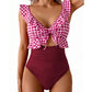 👙Partenerul ideal pentru vară și plajă😻 Costum de baie întreg pentru femei, cu volane și decolteu în V 🏖️