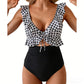 👙Partenerul ideal pentru vară și plajă😻 Costum de baie întreg pentru femei, cu volane și decolteu în V 🏖️