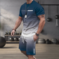 😎Set de tricou și pantaloni scurți pentru bărbați, cu efect de degrade