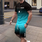 😎Set de tricou și pantaloni scurți pentru bărbați, cu efect de degrade